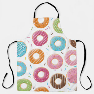Retro Colorful Donuts Pattern Minimalist Fun Party Apron