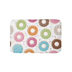 Retro Colorful Donuts Pattern Minimalist Fun Party Bath Mat