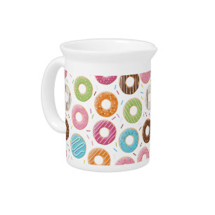 Retro Colorful Donuts Pattern Minimalist Fun Party Beverage Pitcher