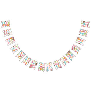 Retro Colorful Donuts Pattern Minimalist Fun Party Bunting Flags