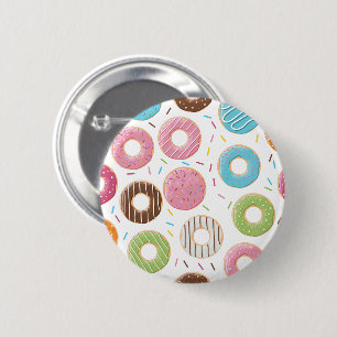 Retro Colorful Donuts Pattern Minimalist Fun Party Button
