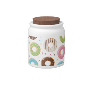 Retro Colorful Donuts Pattern Minimalist Fun Party Candy Jar