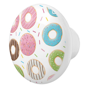 Retro Colorful Donuts Pattern Minimalist Fun Party Ceramic Knob