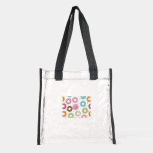 Retro Colorful Donuts Pattern Minimalist Fun Party Clear Tote Bag