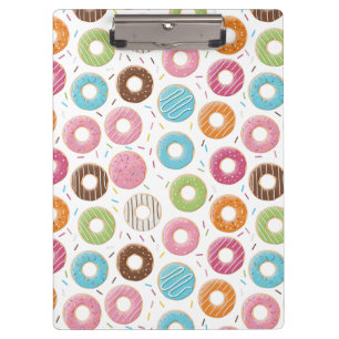 Retro Colorful Donuts Pattern Minimalist Fun Party Clipboard