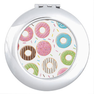 Retro Colorful Donuts Pattern Minimalist Fun Party Compact Mirror