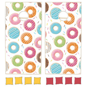 Retro Colorful Donuts Pattern Minimalist Fun Party Cornhole Set