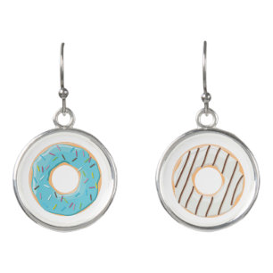 Retro Colorful Donuts Pattern Minimalist Fun Party Earrings