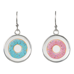 Retro Colorful Donuts Pattern Minimalist Fun Party Earrings