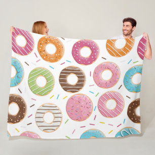Retro Colorful Donuts Pattern Minimalist Fun Party Fleece Blanket