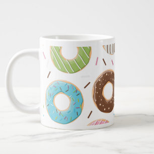 Retro Colorful Donuts Pattern Minimalist Fun Party Giant Coffee Mug
