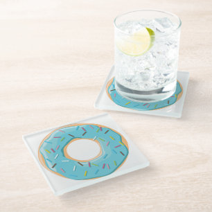 Retro Colorful Donuts Pattern Minimalist Fun Party Glass Coaster