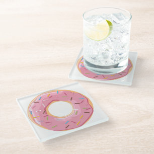 Retro Colorful Donuts Pattern Minimalist Fun Party Glass Coaster