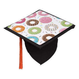Retro Colorful Donuts Pattern Minimalist Fun Party Graduation Cap Topper