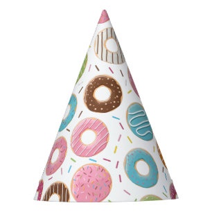 Retro Colorful Donuts Pattern Minimalist Fun Party Hat