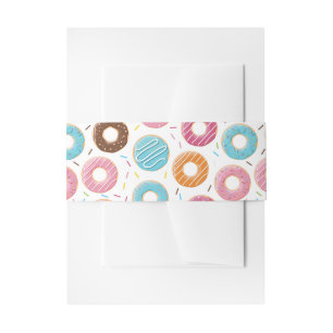 Retro Colorful Donuts Pattern Minimalist Fun Party Invitation Belly Band