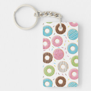 Retro Colorful Donuts Pattern Minimalist Fun Party Keychain