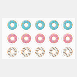 Retro Colorful Donuts Pattern Minimalist Fun Party Labels