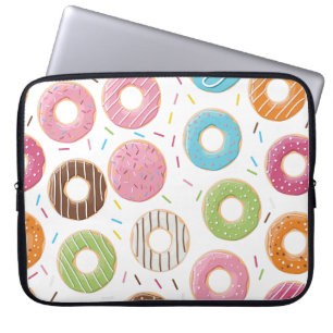 Retro Colorful Donuts Pattern Minimalist Fun Party Laptop Sleeve