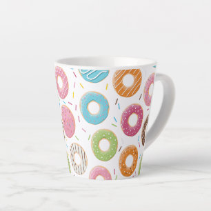Retro Colorful Donuts Pattern Minimalist Fun Party Latte Mug
