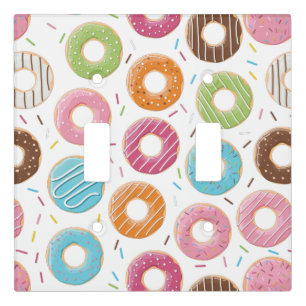Retro Colorful Donuts Pattern Minimalist Fun Party Light Switch Cover
