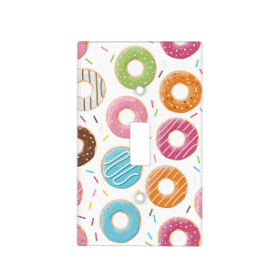 Retro Colorful Donuts Pattern Minimalist Fun Party Light Switch Cover