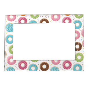 Retro Colorful Donuts Pattern Minimalist Fun Party Magnetic Frame