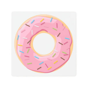 Retro Colorful Donuts Pattern Minimalist Fun Party Metal Print