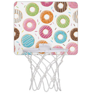 Retro Colorful Donuts Pattern Minimalist Fun Party Mini Basketball Hoop