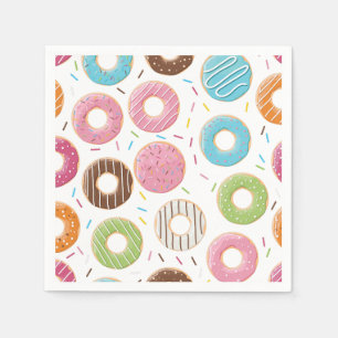 Retro Colorful Donuts Pattern Minimalist Fun Party Napkins