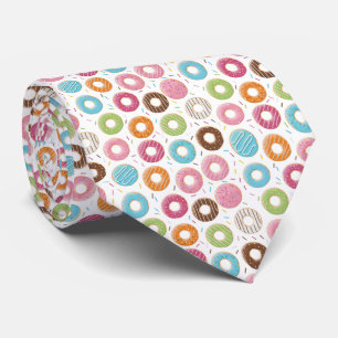 Retro Colorful Donuts Pattern Minimalist Fun Party Neck Tie