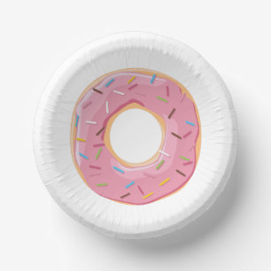 Retro Colorful Donuts Pattern Minimalist Fun Party Paper Bowls