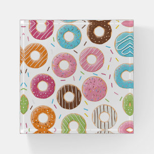Retro Colorful Donuts Pattern Minimalist Fun Party Paperweight
