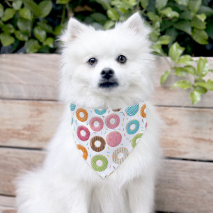 Retro Colorful Donuts Pattern Minimalist Fun Party Pet Bandana Collar