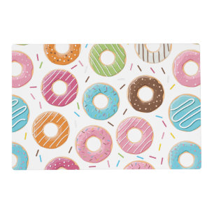 Retro Colorful Donuts Pattern Minimalist Fun Party Placemat