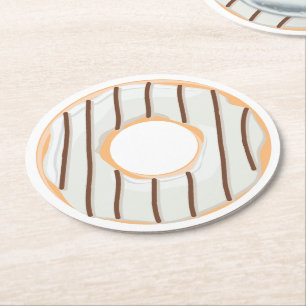 Retro Colorful Donuts Pattern Minimalist Fun Party Round Paper Coaster