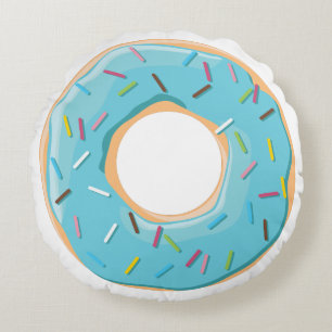Retro Colorful Donuts Pattern Minimalist Fun Party Round Pillow