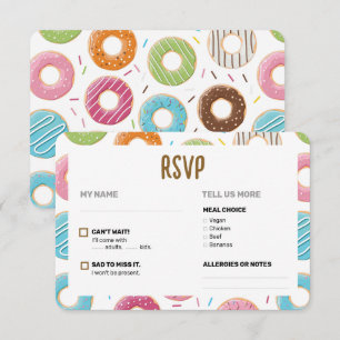 Retro Colorful Donuts Pattern Minimalist Fun Party RSVP Card