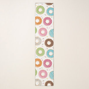 Retro Colorful Donuts Pattern Minimalist Fun Party Scarf