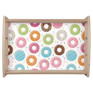 Retro Colorful Donuts Pattern Minimalist Fun Party Serving Tray