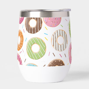 Retro Colorful Donuts Pattern Minimalist Fun Party Thermal Wine Tumbler
