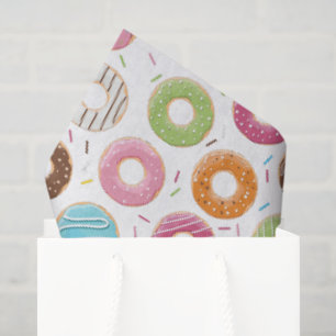 Retro Colorful Donuts Pattern Minimalist Fun Party Tissue Paper