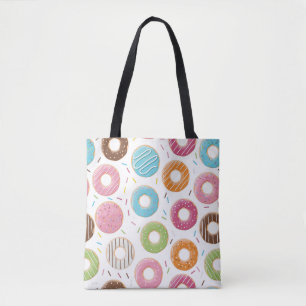 Retro Colorful Donuts Pattern Minimalist Fun Party Tote Bag