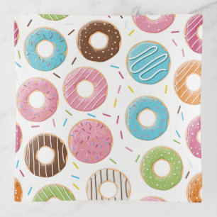 Retro Colorful Donuts Pattern Minimalist Fun Party Trinket Tray