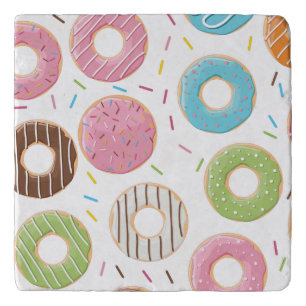 Retro Colorful Donuts Pattern Minimalist Fun Party Trivet