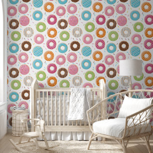 Retro Colorful Donuts Pattern Minimalist Fun Party Wallpaper