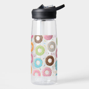 Retro Colorful Donuts Pattern Minimalist Fun Party Water Bottle