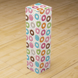 Retro Colorful Donuts Pattern Minimalist Fun Party Wine Box