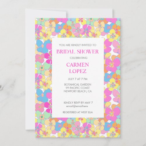 Retro Colorful Floral Bridal Shower Invitation