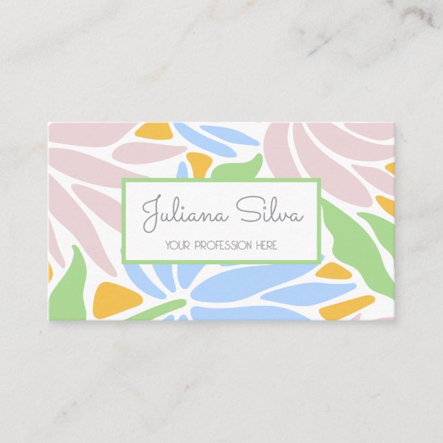 Retro Colorful Floral  Business Card (Front)